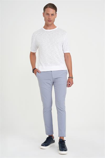 Comfort Fit Bisiklet Yaka Kısa Kol Spor Beyaz Triko Tr 881