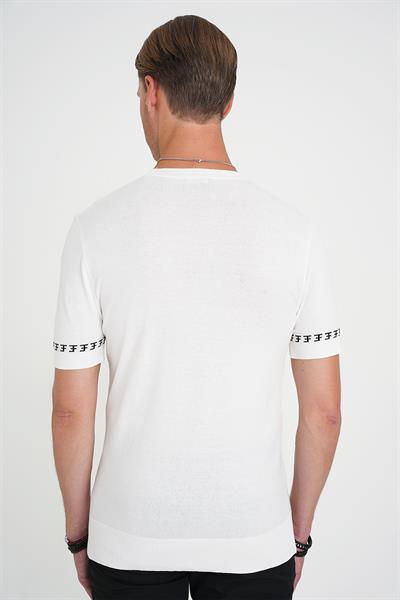 Comfort Fit Bisiklet Yaka Kısa Kollu Ekru Triko Tr 882