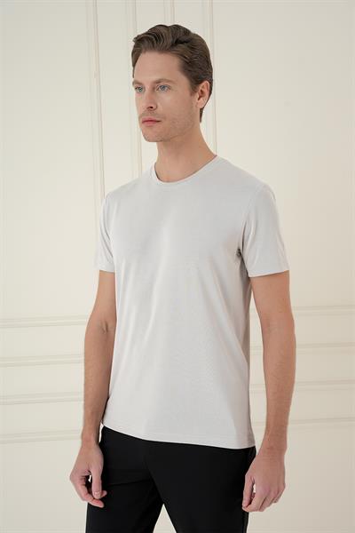 Comfort Fit Bisiklet Yaka Modal Kısa Kol Casual Taş Tişört Ts 895