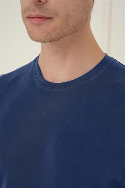 Comfort Fit Bisiklet Yaka Modal Kısa Kol Casual Lacivert Tişört Ts 895