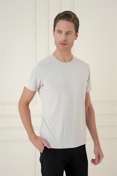 Comfort Fit Bisiklet Yaka Modal Kısa Kol Casual Taş Tişört Ts 895