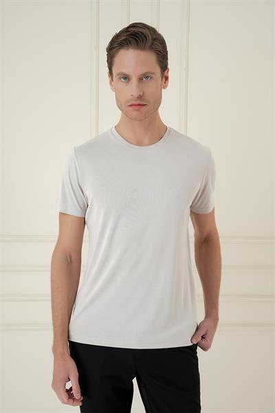 Comfort Fit Bisiklet Yaka Modal Kısa Kol Casual Taş Tişört Ts 895