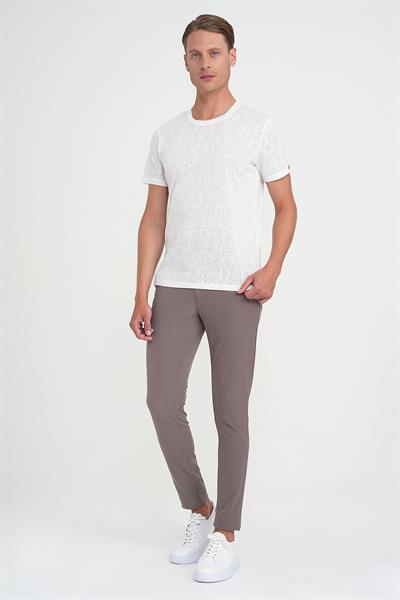 Comfort Fit Bisiklet Yaka Viskon Karışımlı Casual Beyaz Tişört Ts 902