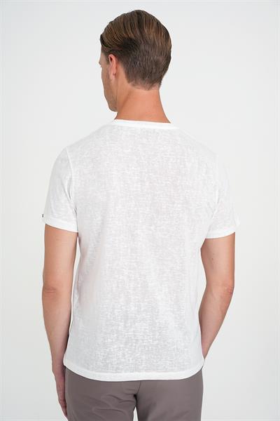 Comfort Fit Bisiklet Yaka Viskon Karışımlı Casual Beyaz Tişört Ts 902