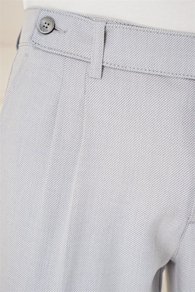 Comfort Fit Çift Pileli Dokulu Esnek Pamuklu Gri Mavi Pantolon P 1158