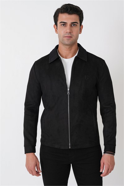 Comfort Fit Erkek Yaka Siyah Süet Mont MT 183