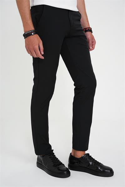 Comfort Fit Esnek Pamuk Spor Siyah Pantolon P 1190