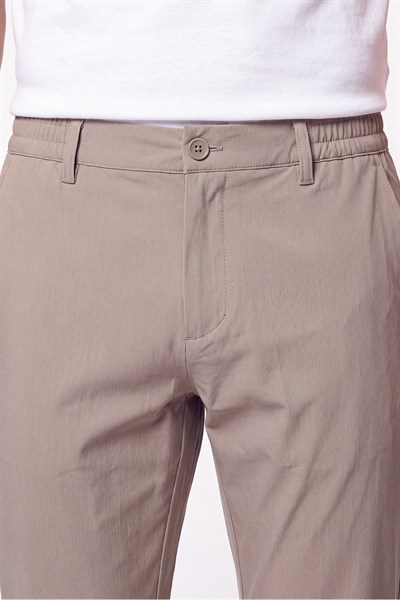 Comfort Fit Esnek Pamuklu Yan Cep Bej Jogger Pantıolon P 1220
