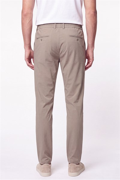 Comfort Fit Esnek Pamuklu Yan Cep Bej Jogger Pantıolon P 1220