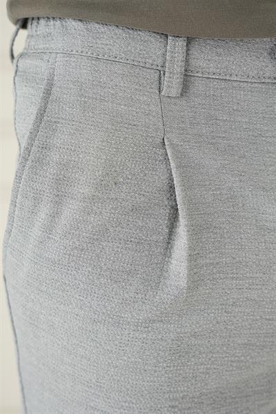 Comfort Fit Gofre Dokulu Beli Lastikli Pileli Gri Jogger Pantolon P 1174