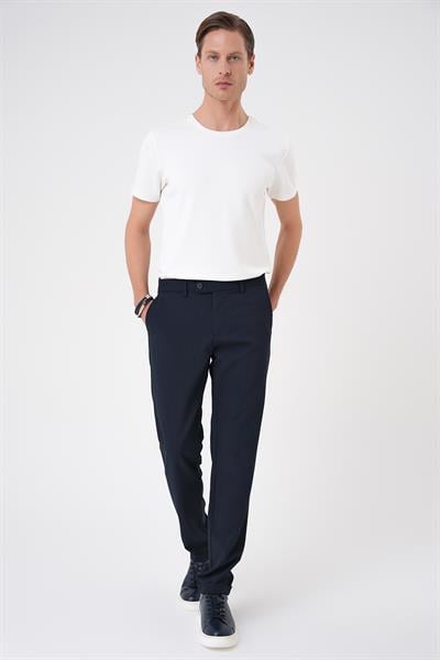 Comfort Fit Gofre Dokulu Beli Lastikli Lacivert Jogger Pantolon P 1177