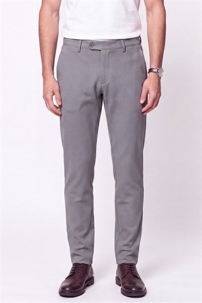 Comfort Fit Gofre Kumaş Esnek Pamuk Gri Jogger Pantolon P 1224