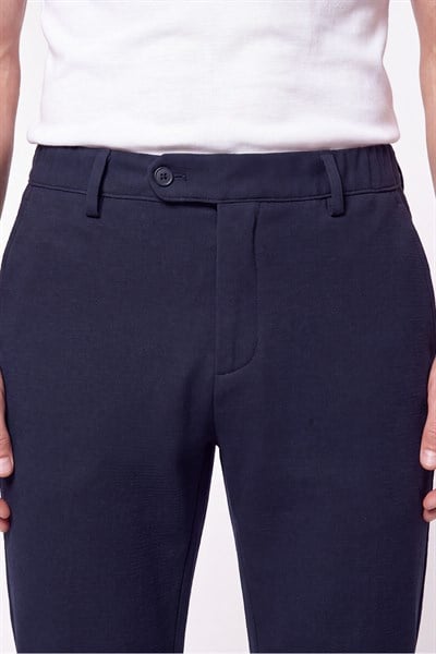 Comfort Fit Gofre Kumaş Esnek Pamuk Lacivert Jogger Pantolon P 1224