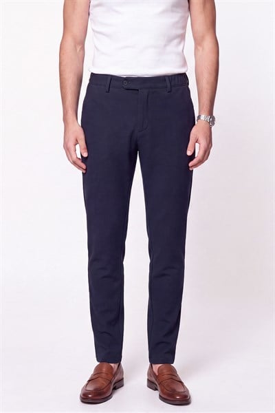 Comfort Fit Gofre Kumaş Esnek Pamuk Lacivert Jogger Pantolon P 1224