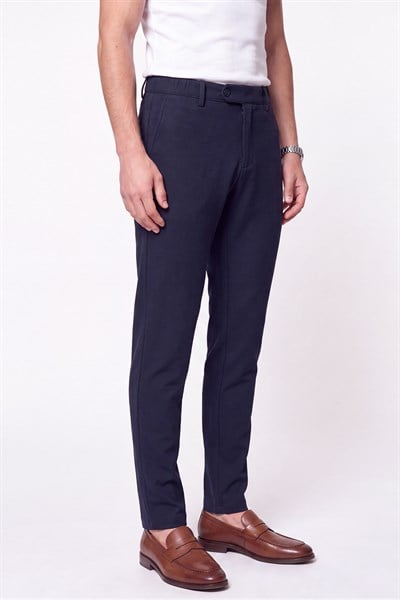 Comfort Fit Gofre Kumaş Esnek Pamuk Lacivert Jogger Pantolon P 1224