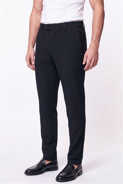Comfort Fit Gofre Kumaş Esnek Pamuk Siyah Jogger Pantolon P 1224