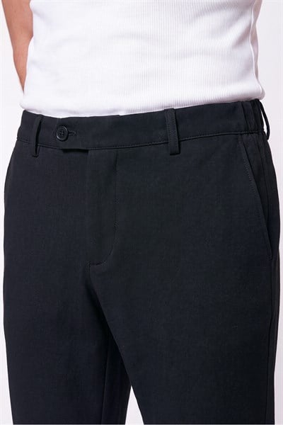 Comfort Fit Gofre Kumaş Esnek Pamuk Siyah Jogger Pantolon P 1224