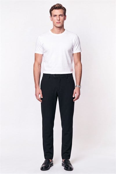 Comfort Fit Gofre Kumaş Esnek Pamuk Siyah Jogger Pantolon P 1224