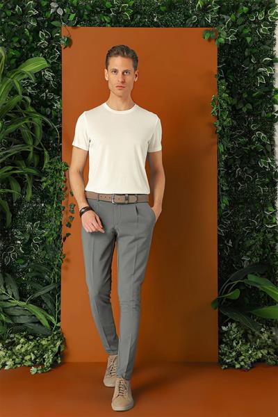 Comfort Fit Gofre Kumaş Pileli Pamuk Casual Nefti Pantolon P 1148