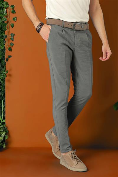 Comfort Fit Gofre Kumaş Pileli Pamuk Casual Nefti Pantolon P 1148