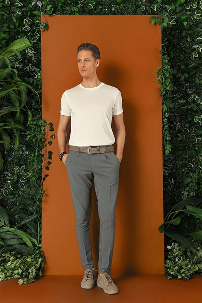 Comfort Fit Gofre Kumaş Pileli Pamuk Casual Nefti Pantolon P 1148