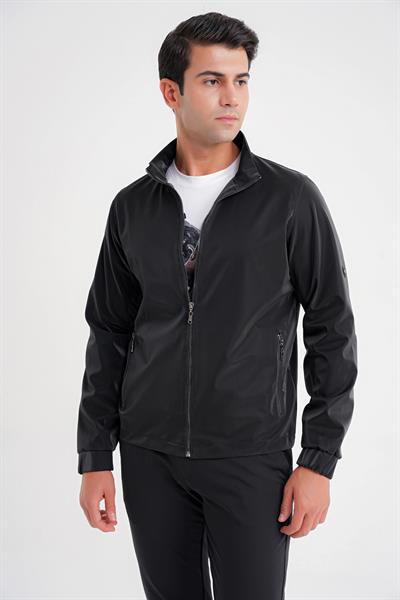 Comfort Fit Hakim Yaka Yan Cep Fermuarlı Siyah Mont MT 178