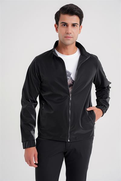 Comfort Fit Hakim Yaka Yan Cep Fermuarlı Siyah Mont MT 178