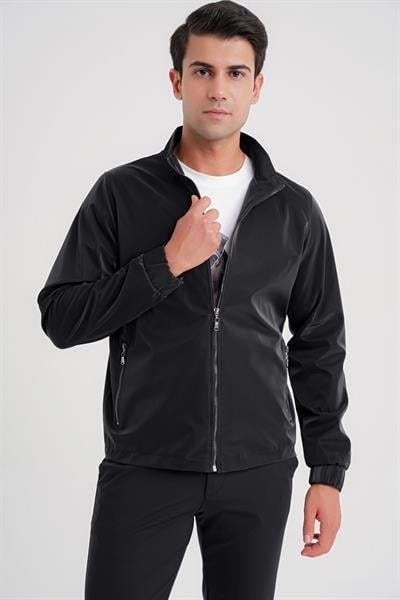 Comfort Fit Hakim Yaka Yan Cep Fermuarlı Siyah Mont MT 178