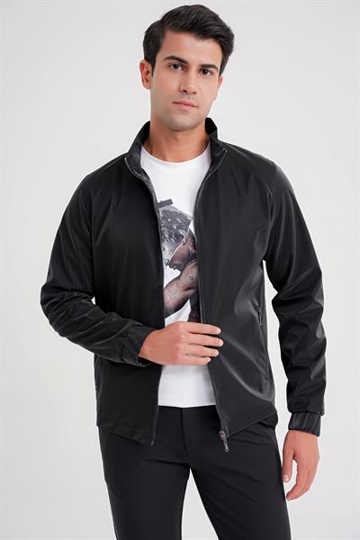 Comfort Fit Hakim Yaka Yan Cep Fermuarlı Siyah Mont MT 178