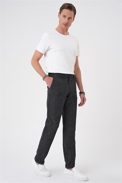 Comfort Fit Kırçıllı Beli Lastikli Siyah Jogger Pantolon P 1176