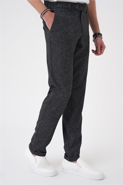 Comfort Fit Kırçıllı Beli Lastikli Siyah Jogger Pantolon P 1176