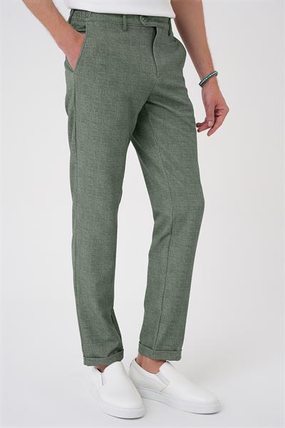 Comfort Fit Kırçıllı Beli Lastikli Yeşil Jogger Pantolon P 1176