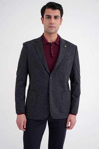 Comfort Fit Mono Yaka Çift Yırtmaç Pamuklu Lacivert Ceket C 720
