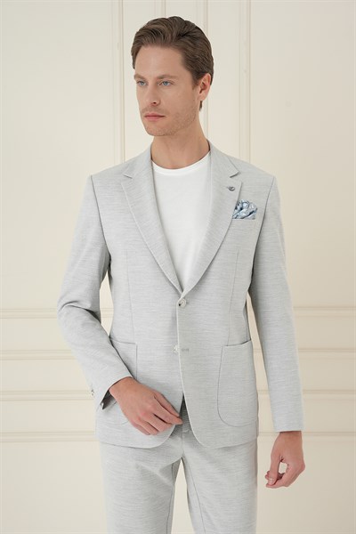 Comfort Fit Mono Yaka Çift Yırtmaç Torba Cep Taş Blazer Ceket C 698