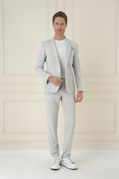 Comfort Fit Mono Yaka Çift Yırtmaç Torba Cep Taş Blazer Ceket C 698