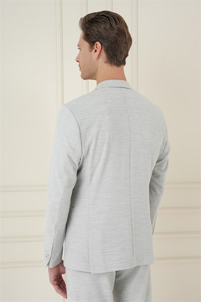 Comfort Fit Mono Yaka Çift Yırtmaç Torba Cep Taş Blazer Ceket C 698