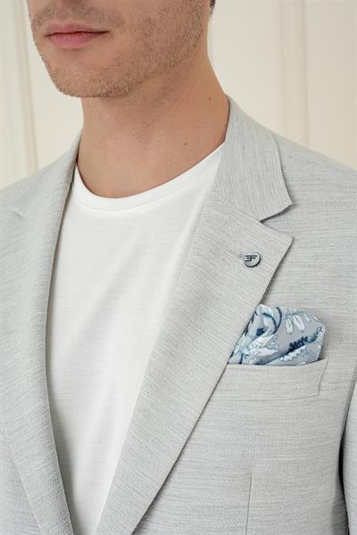 Comfort Fit Mono Yaka Çift Yırtmaç Torba Cep Casual Taş Ceket C 698