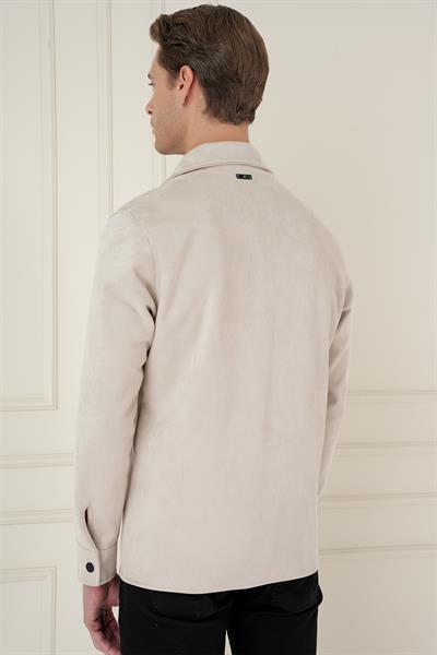Comfort Fit Mono Yaka Kapaklı Cep Casual Taş Ceket C 699