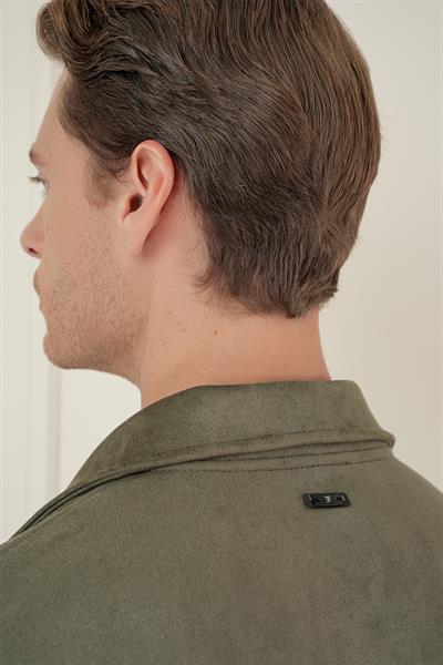Comfort Fit Mono Yaka Kapaklı Cep Casual Haki Ceket C 699