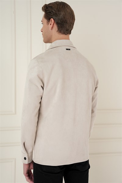 Comfort Fit Mono Yaka Kapaklı Cep Esnek Pamuklu Taş Süet Ceket C 699