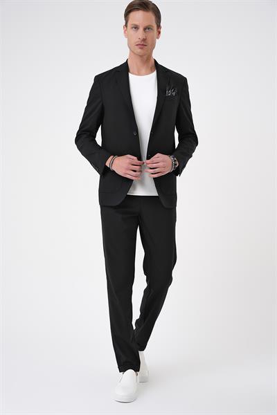 Comfort Fit Mono Yaka Torba Cep Casual Siyah Ceket C 707