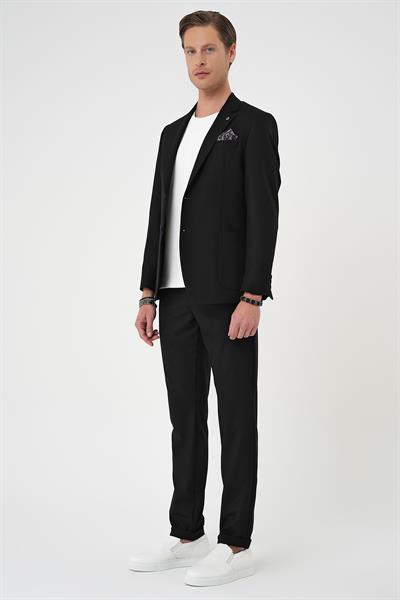 Comfort Fit Mono Yaka Torba Cep Casual Siyah Ceket C 708