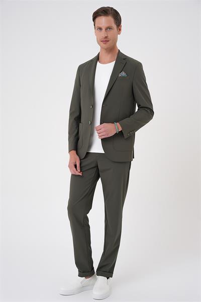 Comfort Fit Mono Yaka Torba Cep Casual Haki Ceket C 707