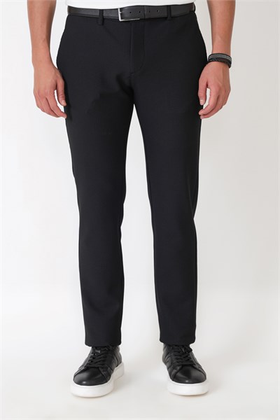 Comfort Fit Petek Dokuma Esnek Pamuklu Siyah Pantolon P 1230