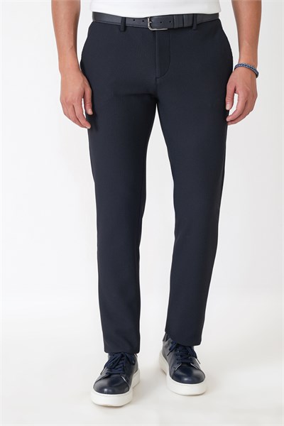 Comfort Fit Petek Dokuma Esnek Pamuklu Lacivert Pantolon P 1230