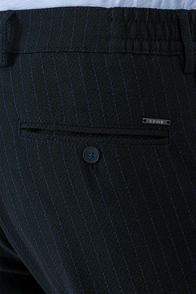 Comfort Fit Pileli İtalyan Çizgili Esnek Pamuk Casual Siyah Pantolon  P 1156