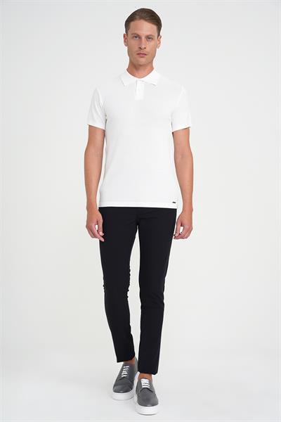 Comfort Fit Polo Yaka Kısa Kollu Ekru Triko Tr 883