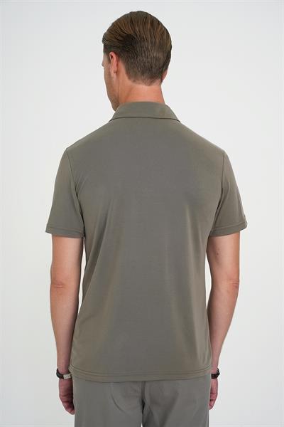 Comfort Fit Polo Yaka Modal Karışım Kısa Kol Casual Haki Tişört Ts 903