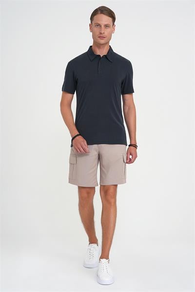 Comfort Fit Polo Yaka Modal Karışım Kısa Kol Casual Siyah Tişört Ts 903
