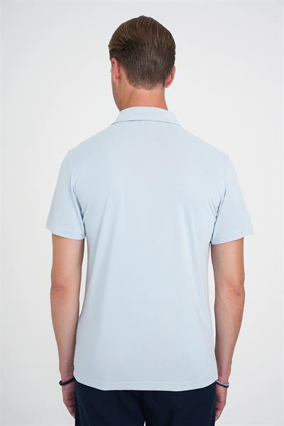 Comfort Fit Polo Yaka Modal Karışım Kısa Kol Casual Mavi Tişört Ts 903